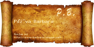 Páva Barbara névjegykártya